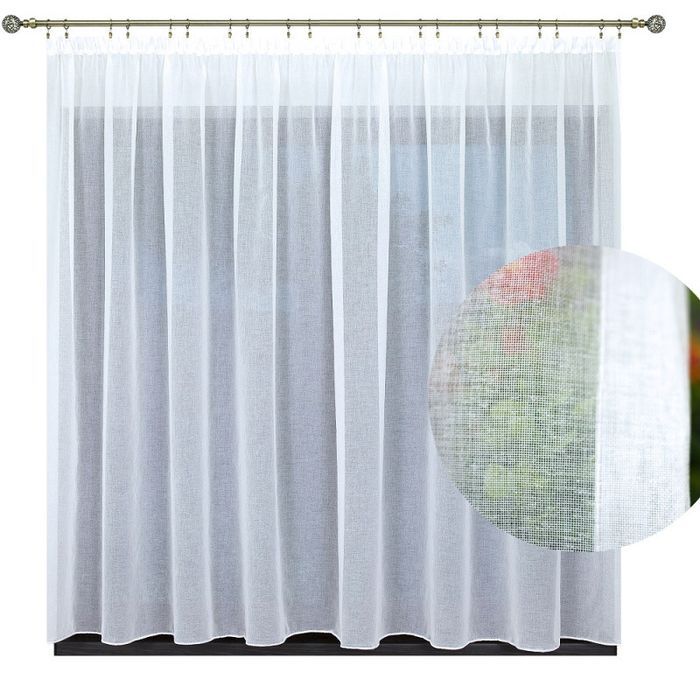 Firanka batyst gotowa na taśmie z ołowianką 400x160 cm biała