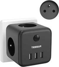 TESSAN Ścienna Listwa Zasilająca Cube, 6 w 1 z 3 USB