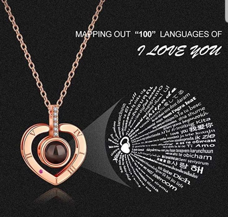 Colar pingente em forma de coração em cor ouro rosa