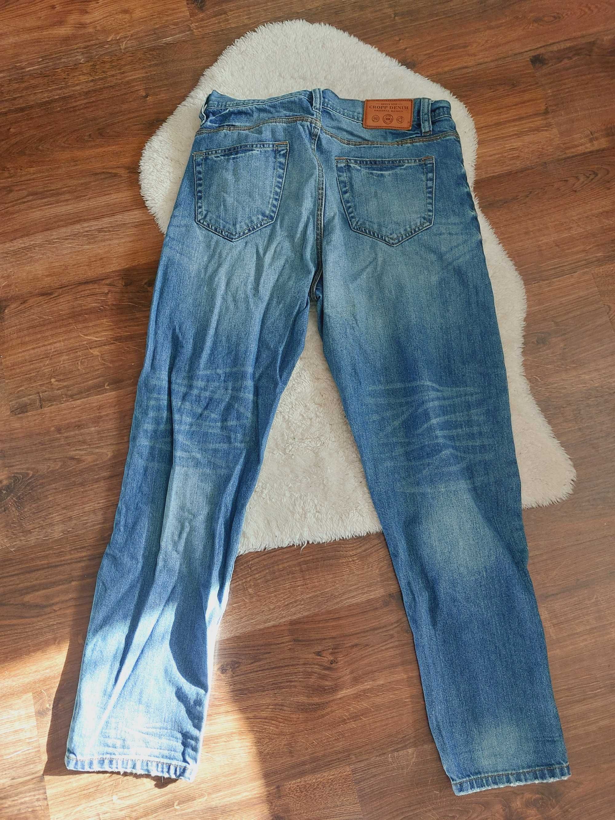 jeansy męskie m przetarcia cropp prosta nogawka loose fit