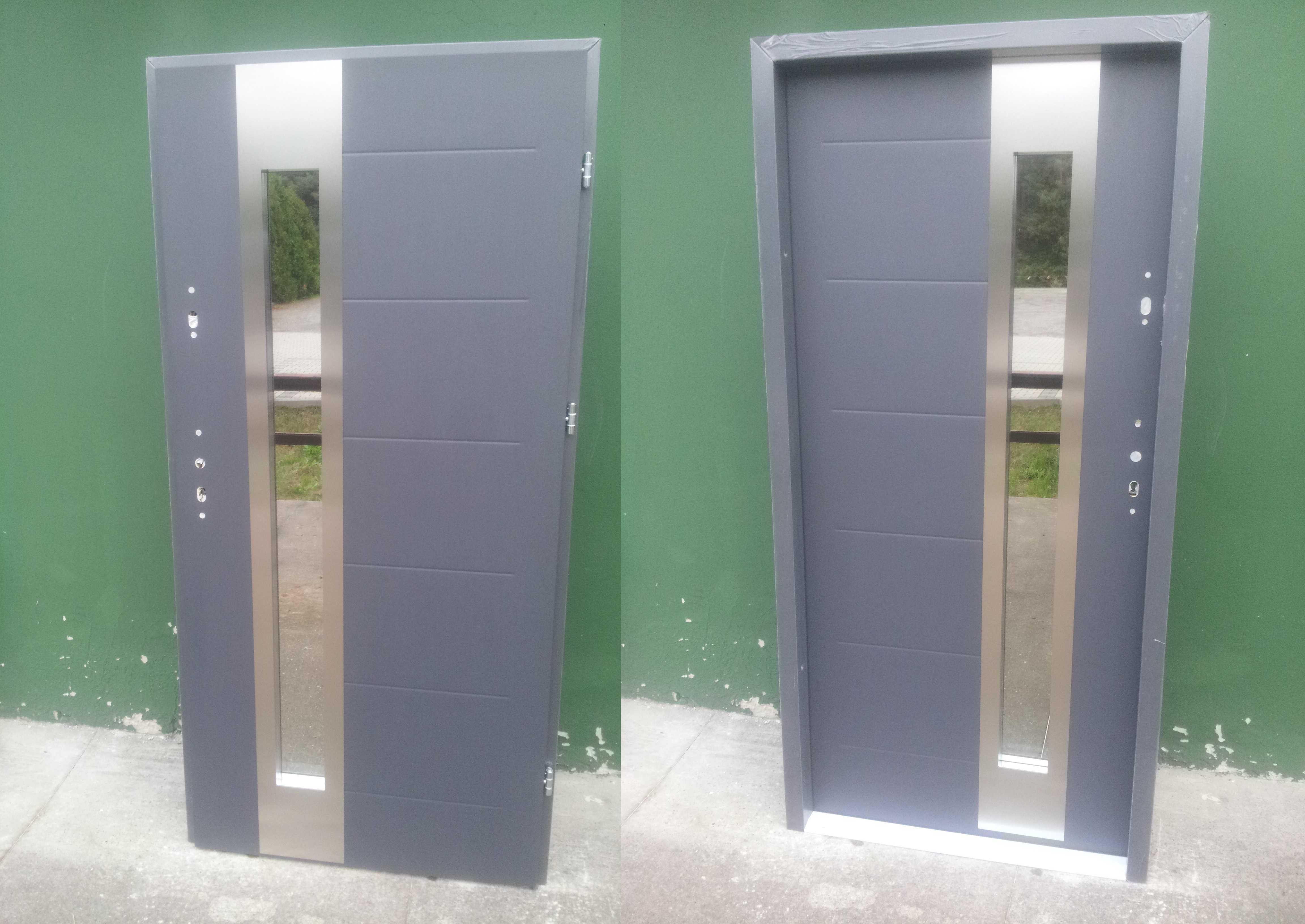 - 40 % Wyprzedaż Drzwi Zewnętrzne 72 mm Antracyt Struktura 101/111x208
