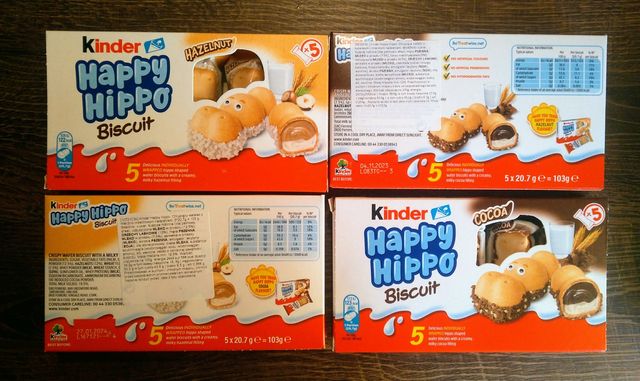 Печенье бисквит Kinder Happy Hippo Haselnuss, Cocoa