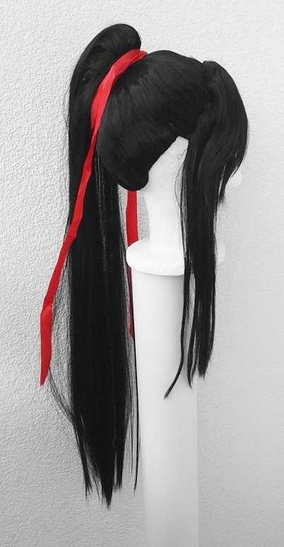 Czarna peruka z kitką długa cosplay wig Wei Wuxian z Mo Dao Zu Shi