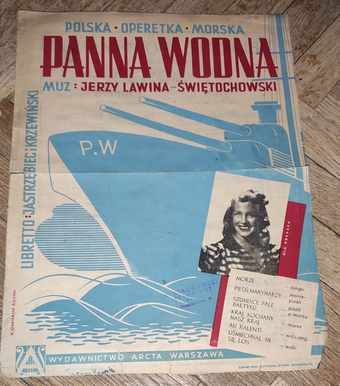 Panna Wodna nuty polska operetka morska Jerzy Lawina 1946
