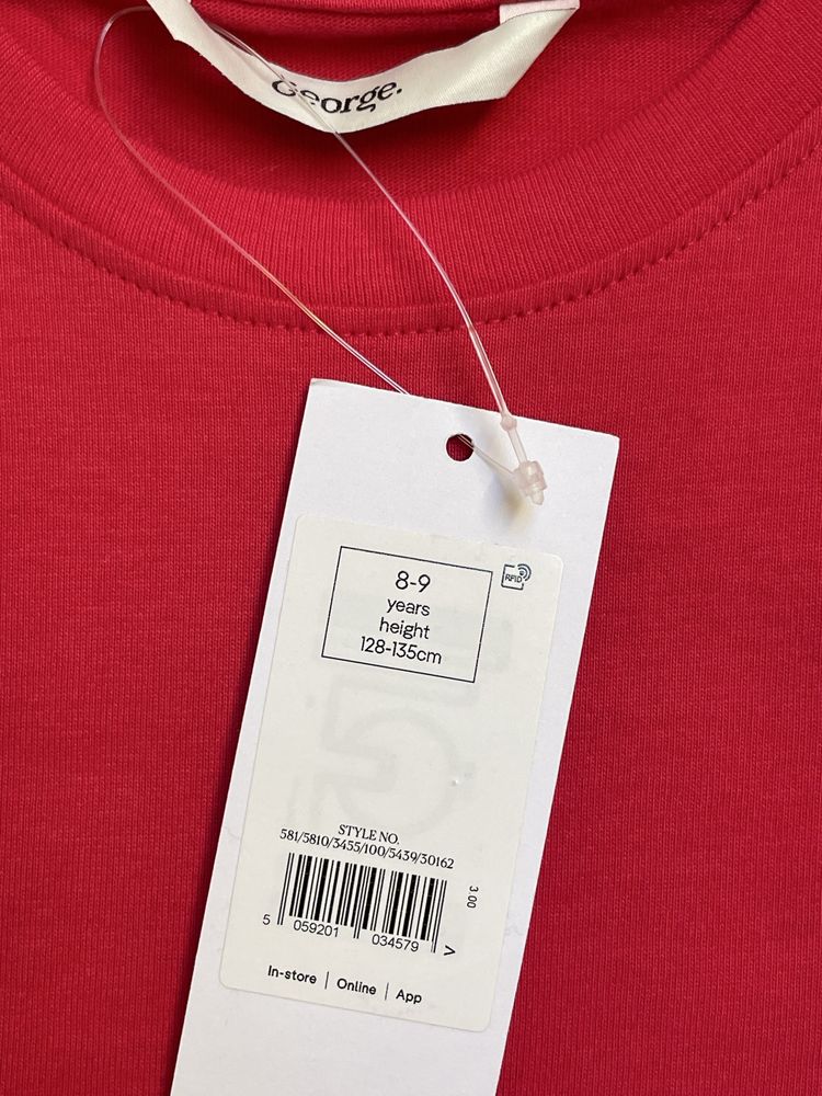 128 135 George 134 czerwona bawełniana koszulka malinowa tshirt gładki
