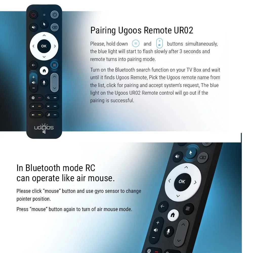 Пульт Ugoos UR02 bluetooth аэромышь air mouse UR-02