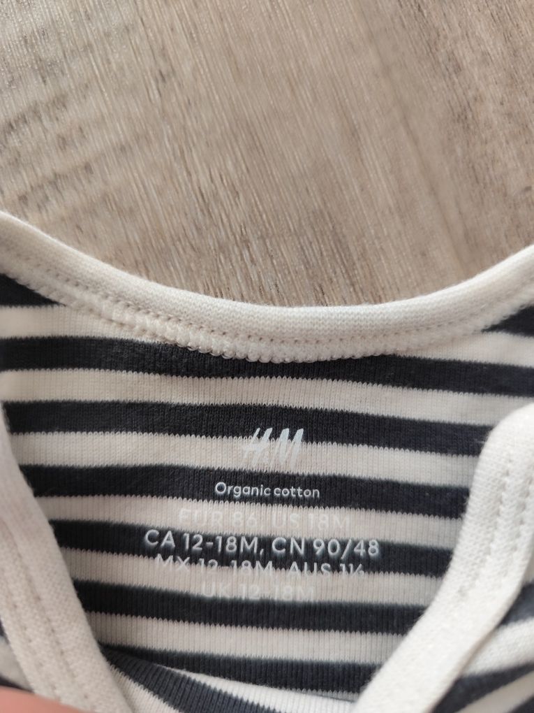 Nowe body z długim rękawem w paski H&M 86