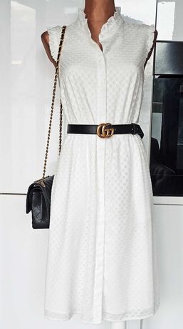 KARL LAGERFELD Oryginalna Sukienka Biala Chanelka Romantyczna Gucci