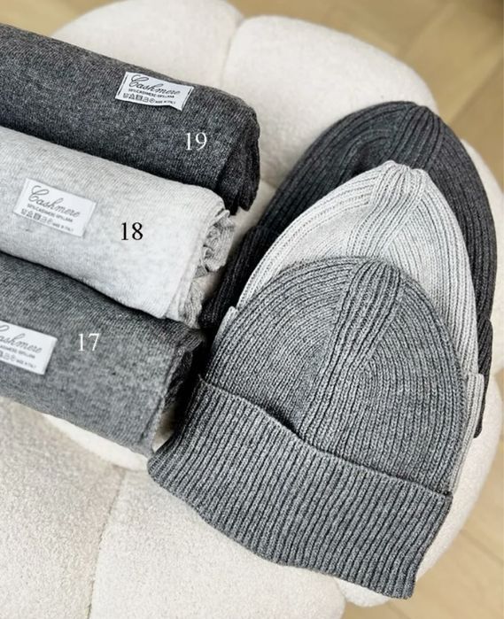 Zestaw 50% Kaszmir 50% Wełna Szalik+Czapka Kaszmirowy