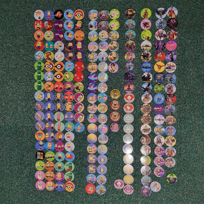 Kolekcja 203 tazosy tazos żetony Chipicao Minionki SpongeBob DC Comics