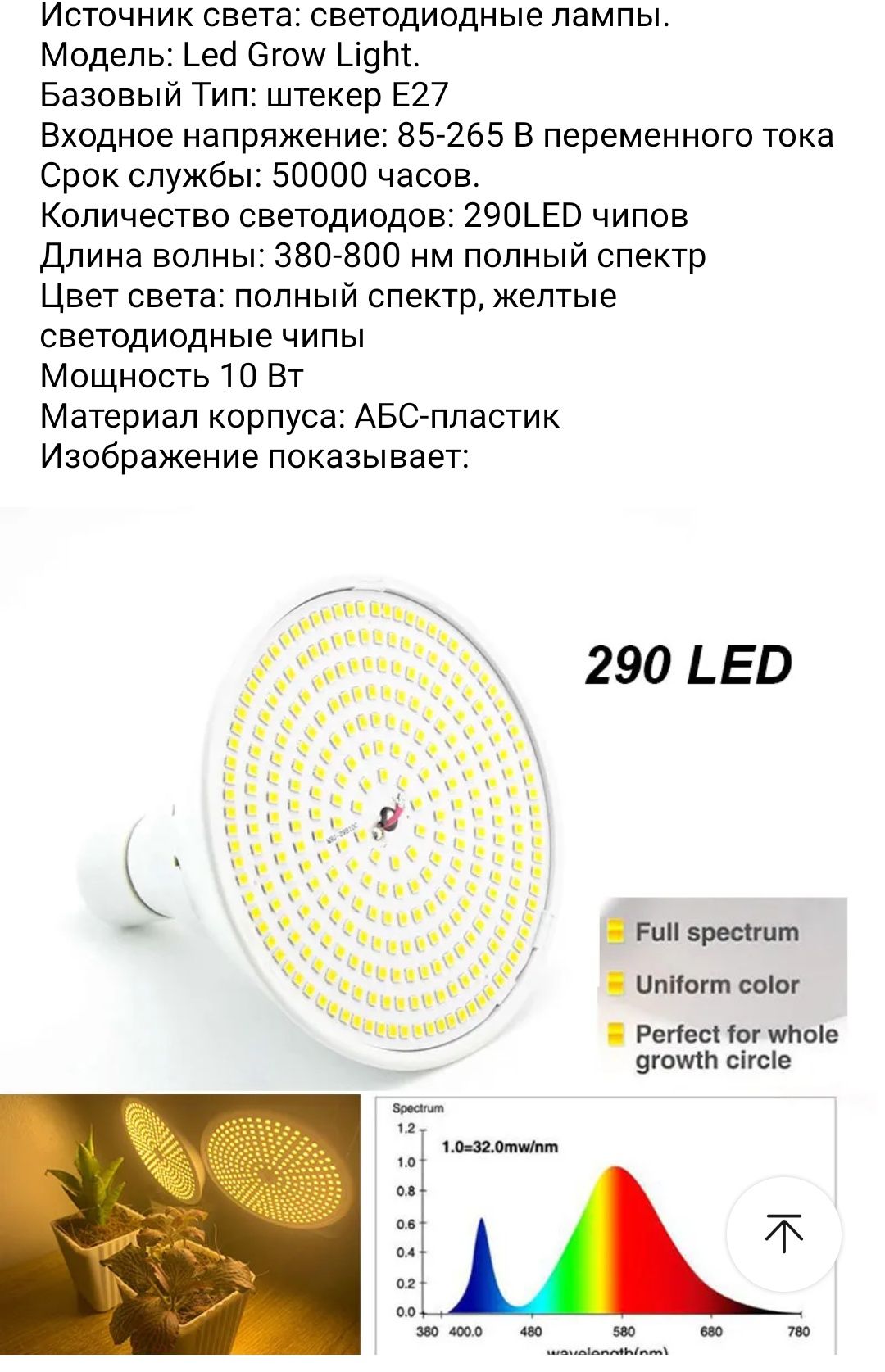 Led фитолампа для растений