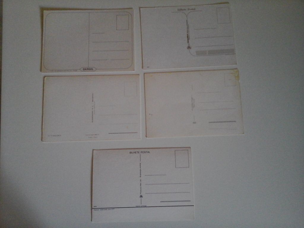 Conjunto de 5 postais antigos, com bonecos