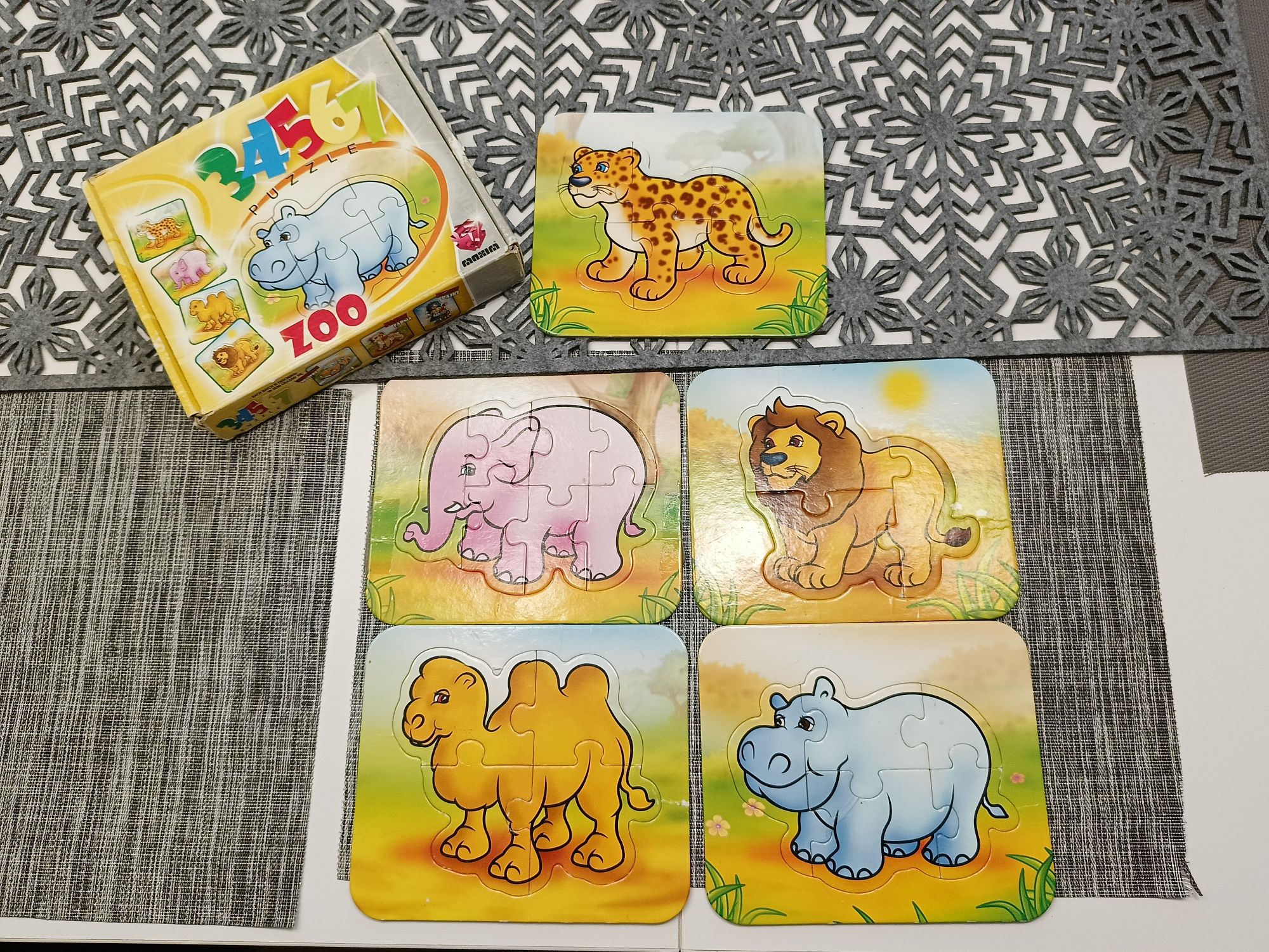 Puzzle zwierzęta zoo 3-4-5-6-7 elementów