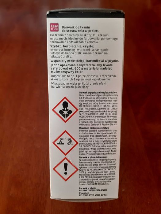 nowy oryg. Czarny barwnik do tkanin SIMPLICOL do pralki 560g niemiecki