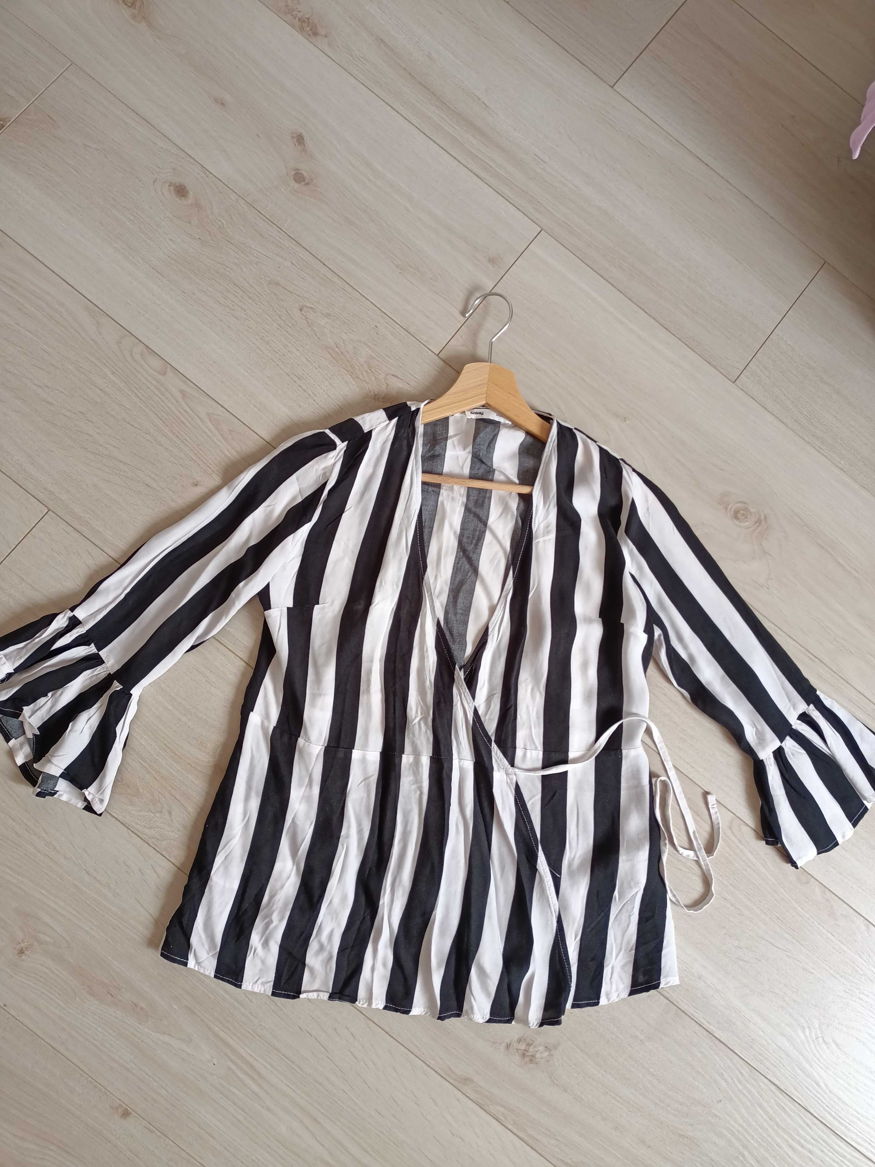 Koszula w paski wiązana boho Sinsay XS 34