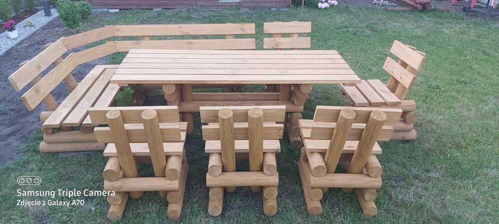 narożnik  , meble ogrodowe z bali toczonych
