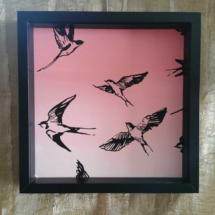 Quadros decoracao motivo andorinhas