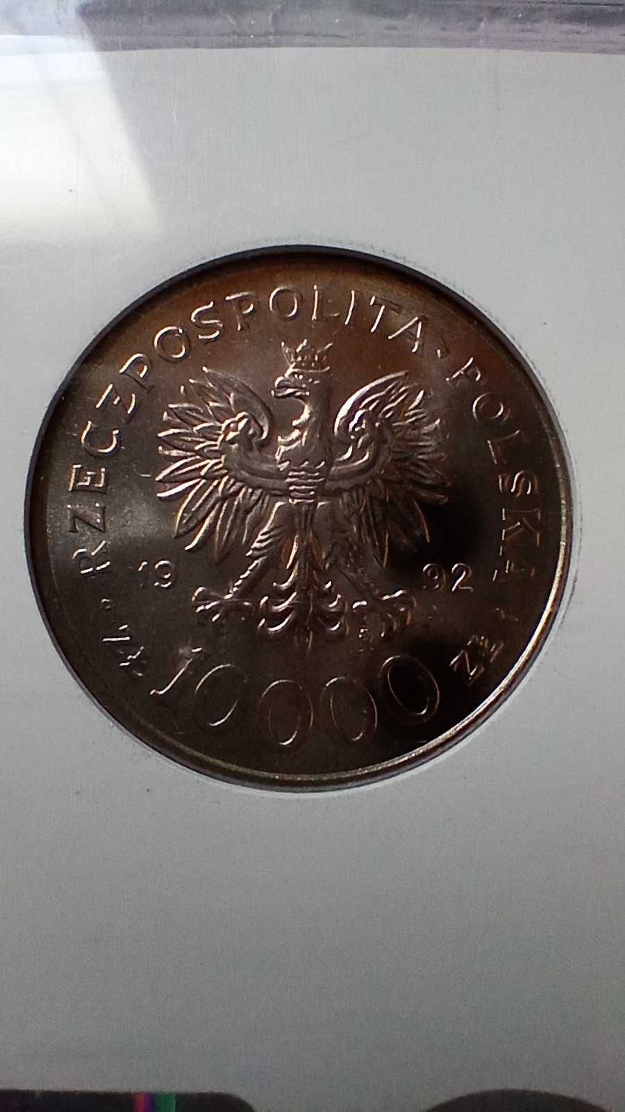 Stare monety 10 000 złotych 1992 Warneńczyk PRL grading Stan 1