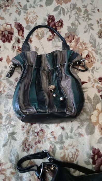 Комбинированная сумка кожаная