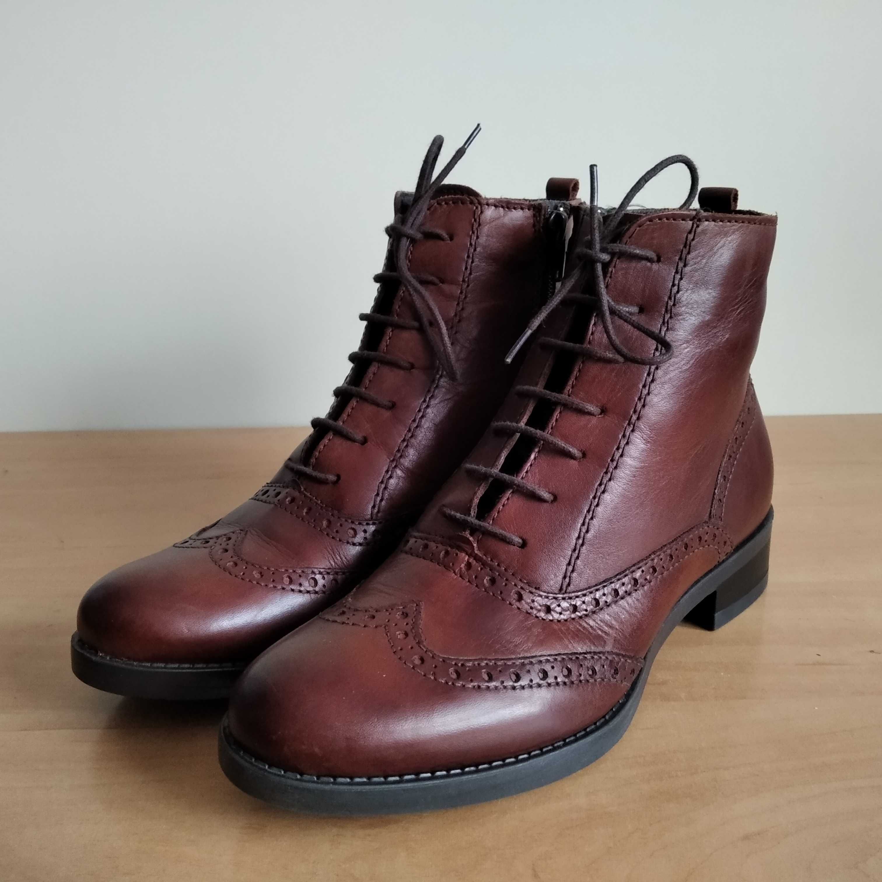 Botki broksy damskie BELLISSIMO SHOES skóra naturalna roz.eu-38