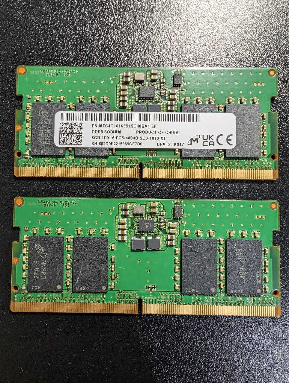 Оперативна пам'ять Micron 8 GB SO-DIMM DDR5 4800 MHz 2 шт.