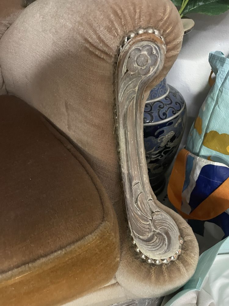 Sofa+fotele w stylu ludwikowskim kolor Beż,beżowy stan BDB