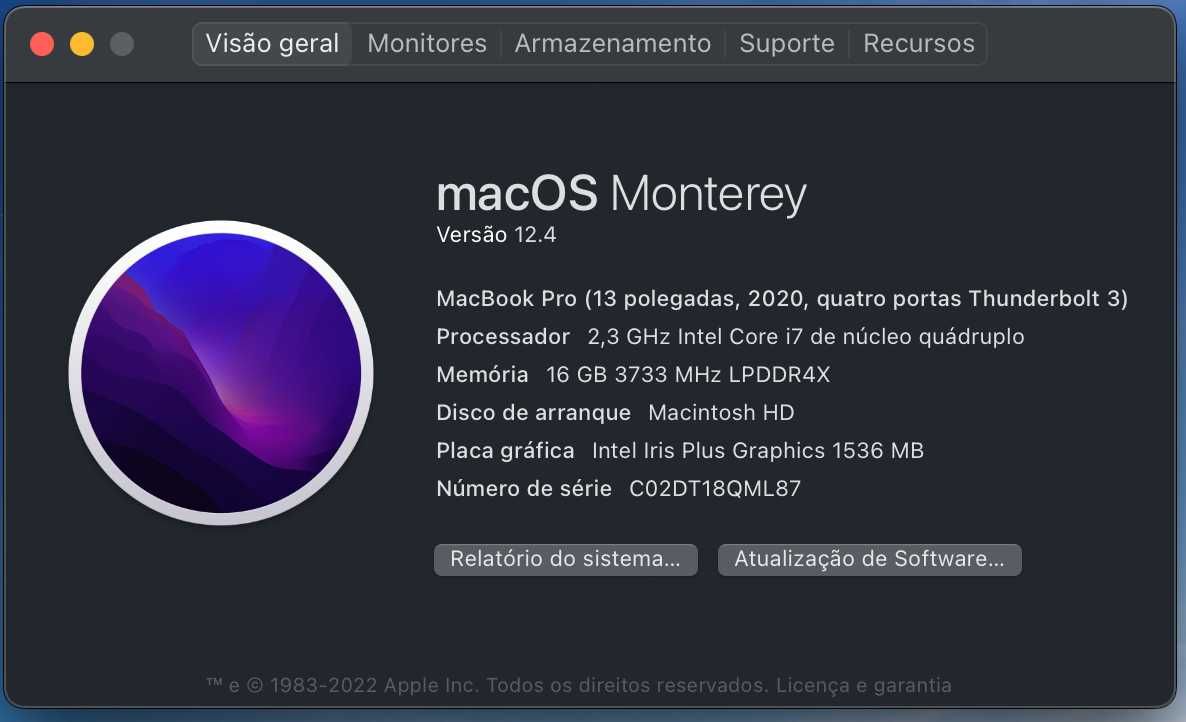 OPORTUNIDADE MacBook Pro 13'', 2020, i7-2,3GHz, 16GB, 512GB SSD. Prat