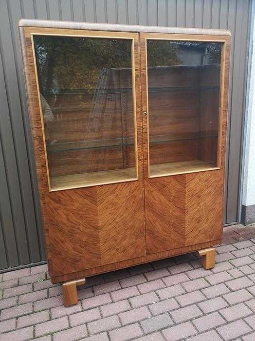 Witryna Biblioteka ART-DECO Orzech Zgrabna Stara Antyk Okazja.