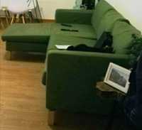 Sofá Ikea com  3 lugares chaise longue verde