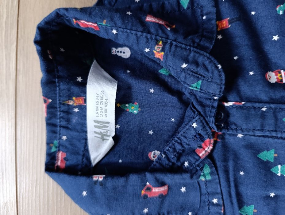 Koszula świąteczna + jeansy H&M r.104
