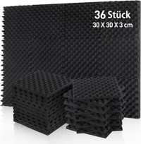 Panele akustyczne płyty dźwiękochłonne 36szt 30x30cm 3cm czarne