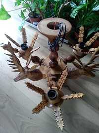 Stara lampa drewniana rzeźbiona folk góralska