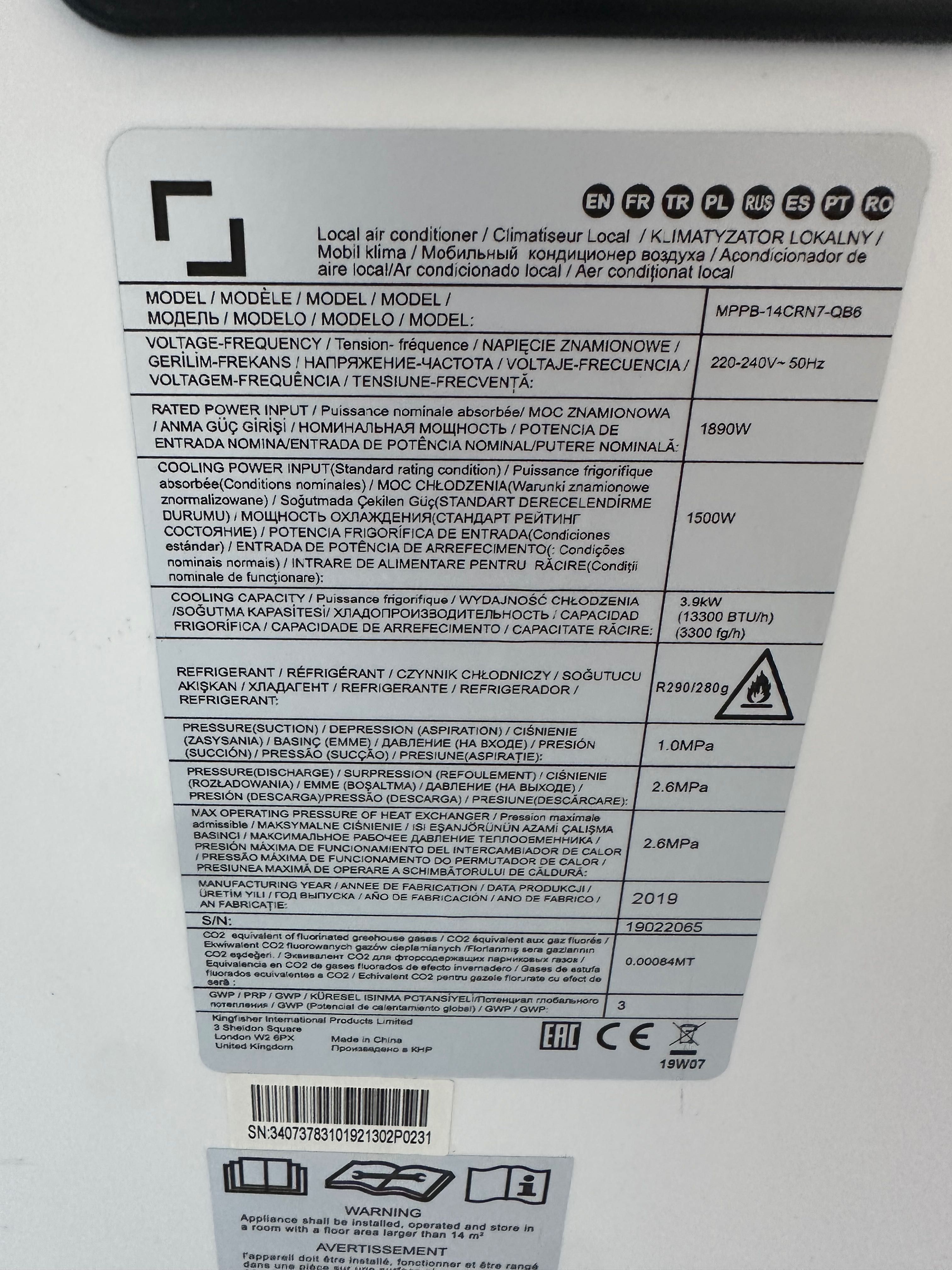 Klimatyzator przenośny mppb 14crn7 qb6 super stan Warszawa