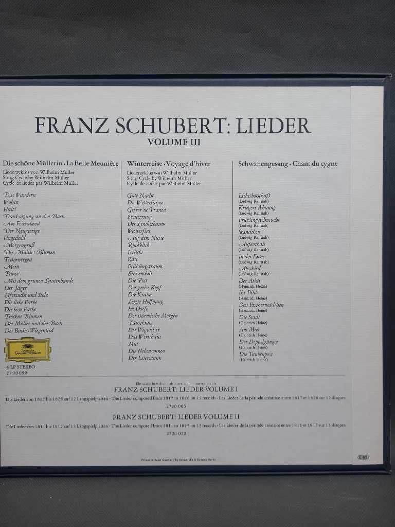 Franz Schubert.Lieder Volume 3. Box Set 4 x płyta winylowa