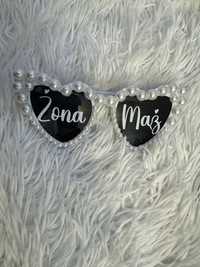 Okulary serca z perełkami wesele