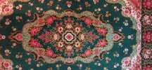 Ковер розы в цвету, зеленый /красный натуральный "samarkand ideal ГДР"
