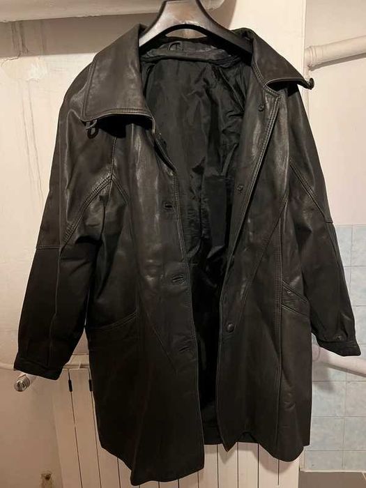 Płaszcz kurtka skórzana Retro Vintage 90 cm długości