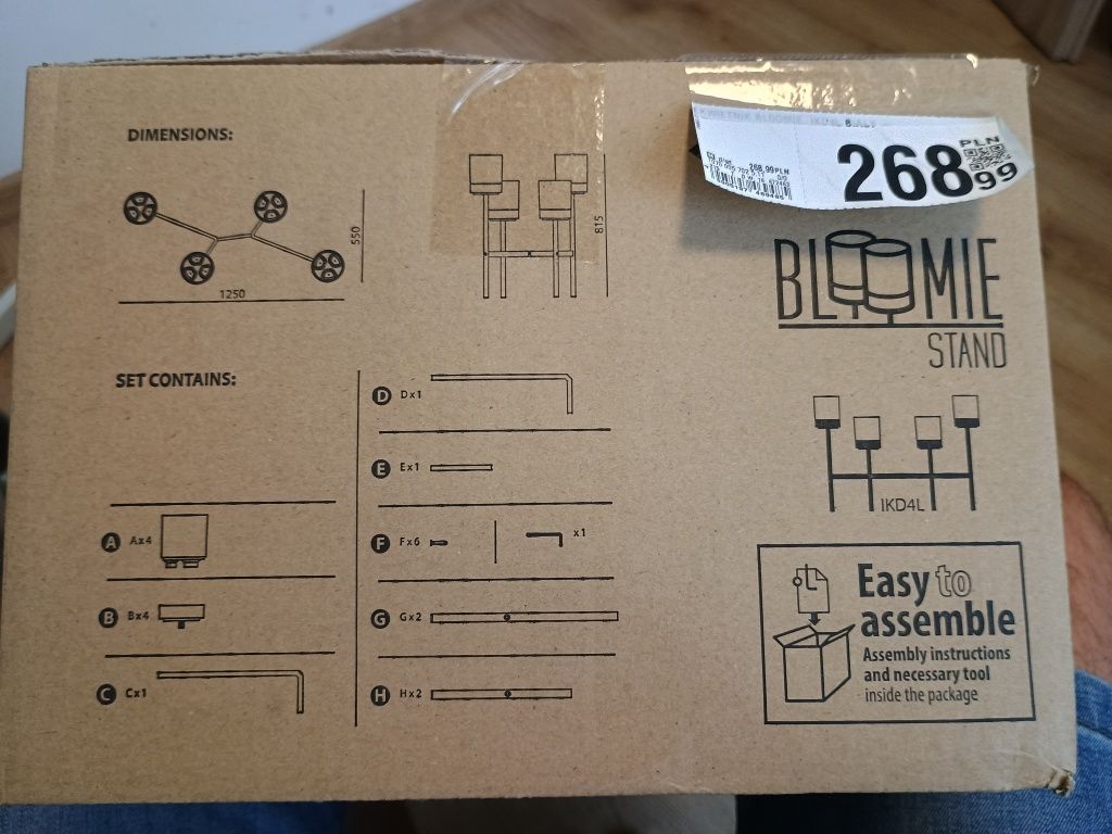 NOWY kwietnik BLOOMIE STAND na 4 donice białe metalowy czarny