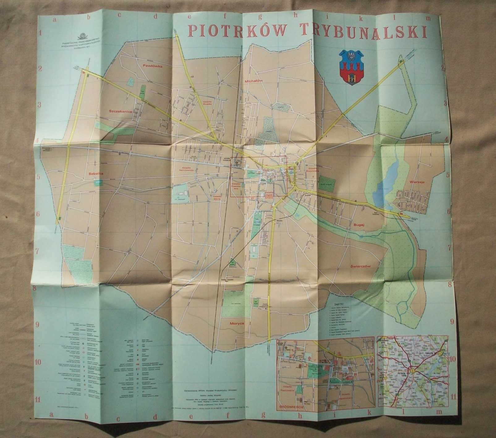 Plan miasta Piotrków Trybunalski, stary, 1977.