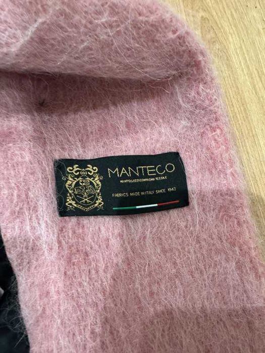 Płaszcz Zara wełna wełniany alpaka mocher różowa oversize rozm M-L