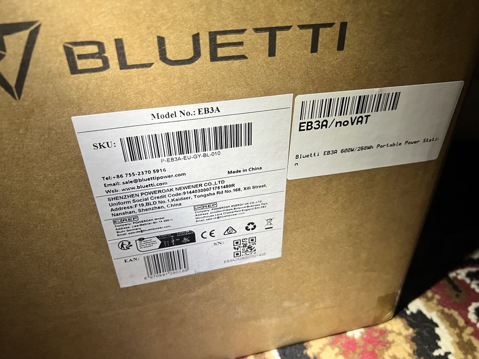 Зарядна станція BLUETTI EB3A 600w 268Wh нова на гарантій без роботи
