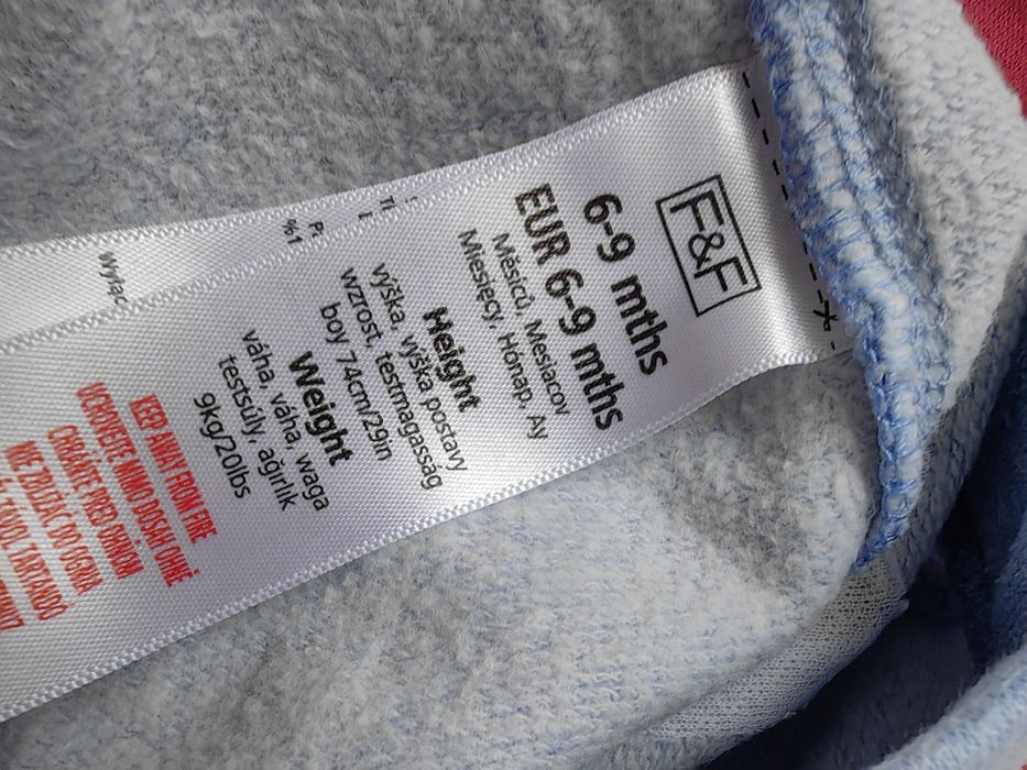 F&F spodenki dresowe błękitne malinowe 74