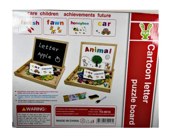Tablica magnetyczno-kredowa dla dzieci–drewniana, z literami i puzzl