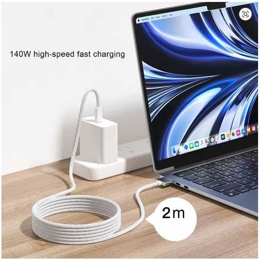 Kabel przewód MagSafe 3 USB-C 140W MacBook / Pro / Air / iPad 2m Biały