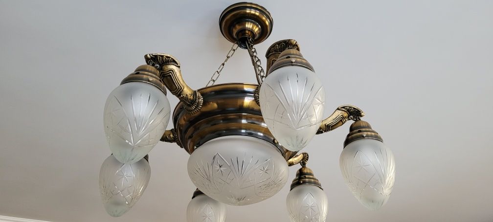 Żyrandol lampa mosiądz patyna