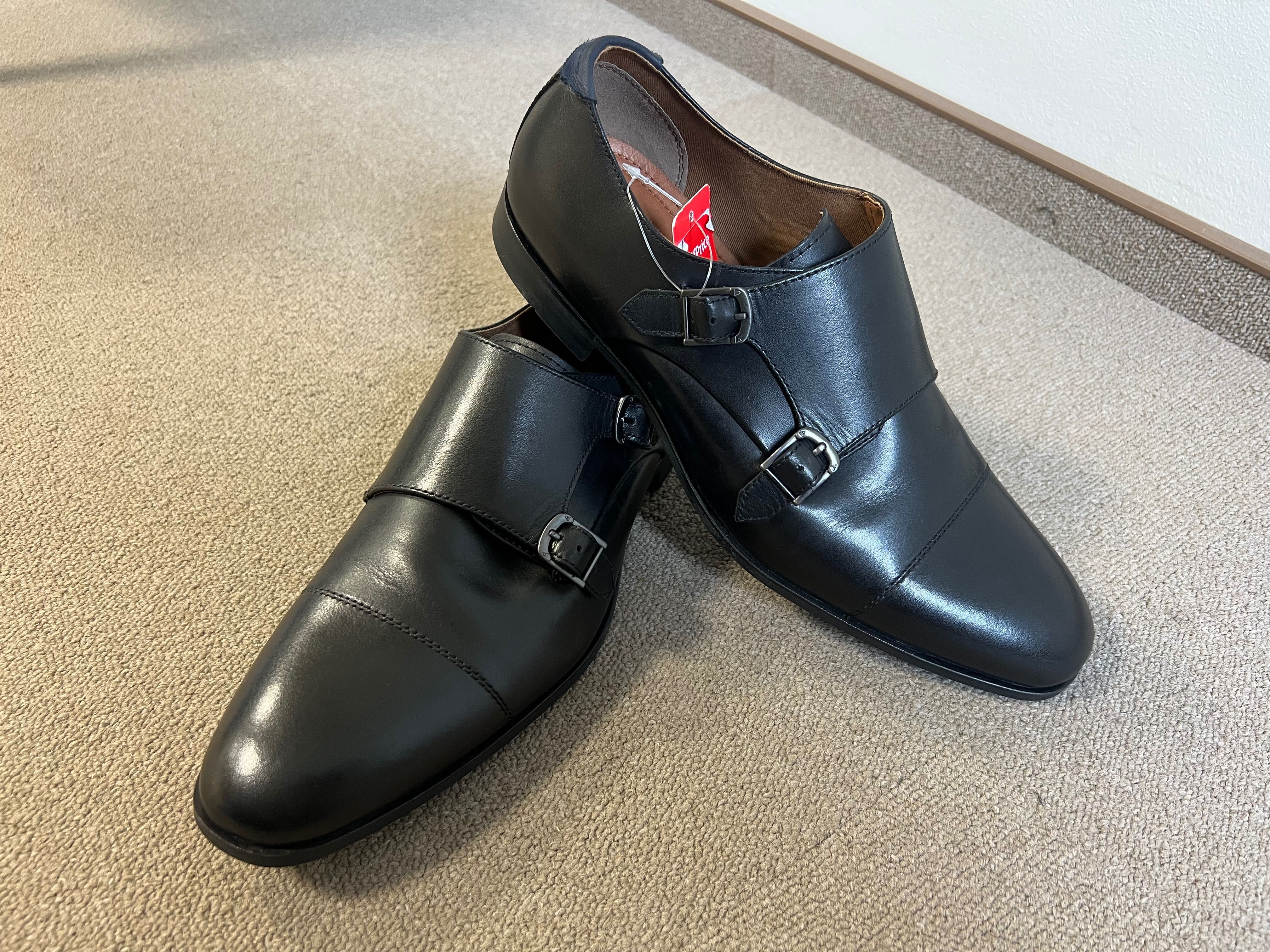 Buty męskie wizytowe Aldo, podwójne monki z klamerką czarne 43