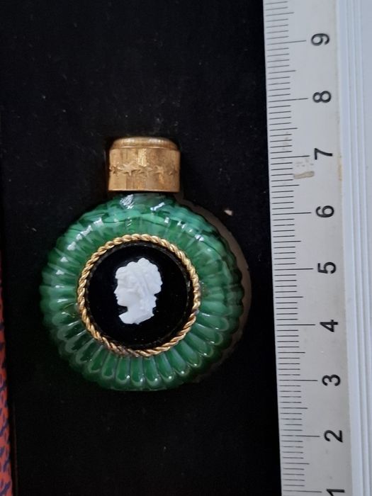 Perfumetka szkło malachitowe Schlevogt Curt Art deco