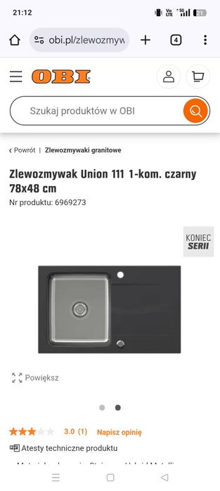 Zlewozmywak kuchenny granitowy Czarny Nowy