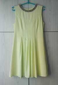 Cytrynowa żółta sukienka plisowana zakładki Oasis wesele Sylwester