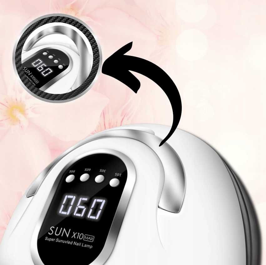 Lampa Do Paznokci Hybryd Żeli UV LED SUN X10 MAX LCD Z Rączką 280W